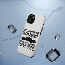 DistinctInk ToughCase for Apple iPhone, Compatible with MagSafe Charging - Take Care of the Car, Car Take Care of the Road