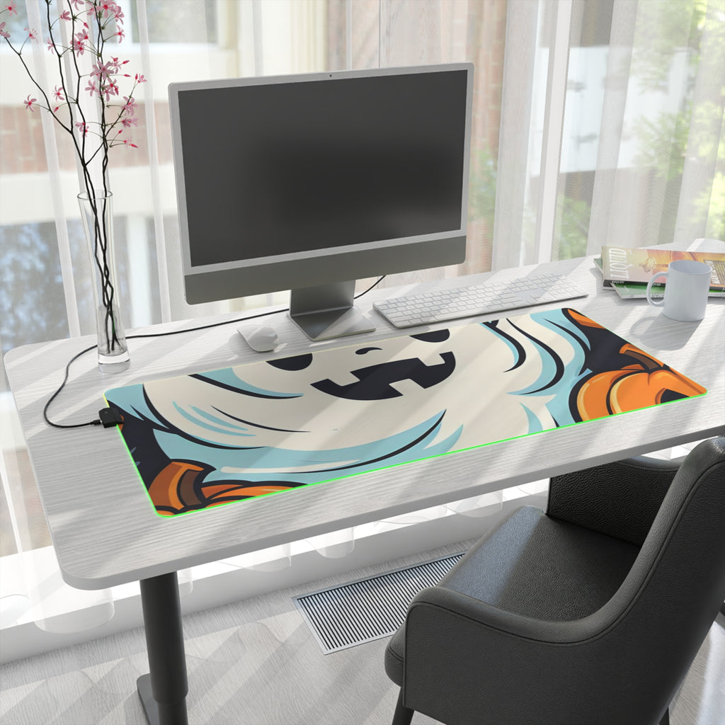 LED Gaming Mouse Pad with The Ghostly Skeleton Pumpkin Design for Halloween, view 28