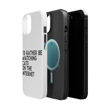 DistinctInk ToughCase for Apple iPhone, Compatible with MagSafe Charging - Rather Be Watch Cats On The Internet