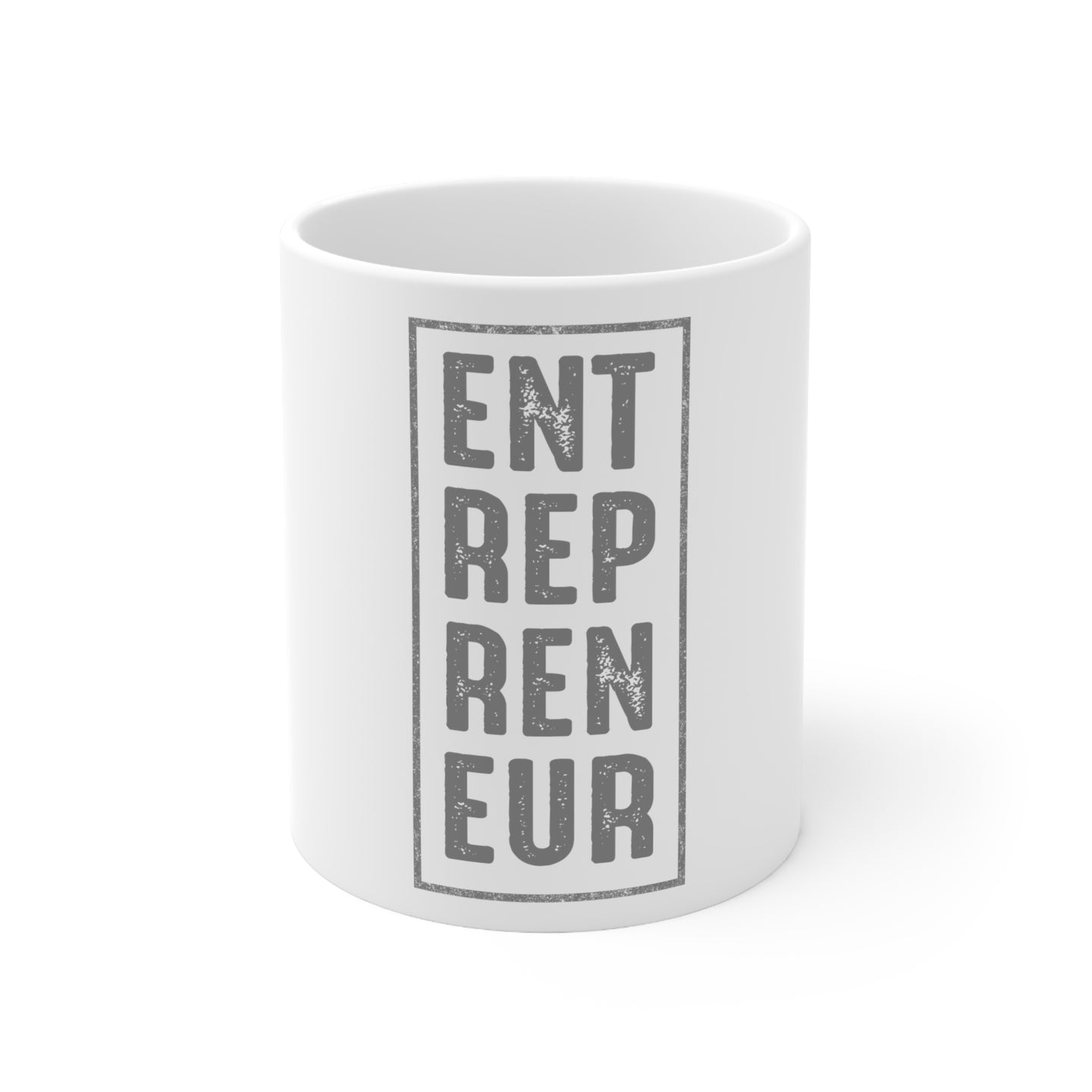 DistinctInk Glossy White Coffee / Tea Mug - Entrepreneur Word Art