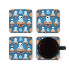 DistinctInk (Set of 4) Corkwood Coasters with Ghost Skeleton Pumpkin PatternDesign for Halloween