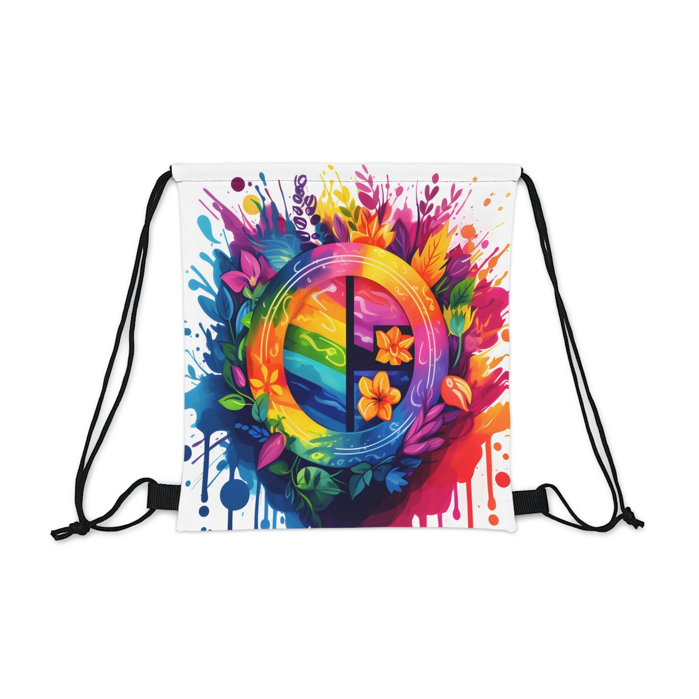 DistinctInk Drawstring Bag Backpack with The Road to Fulfillment Design for LGBTQ+ Pride