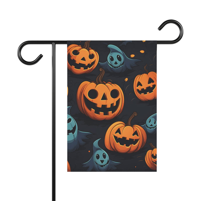 DistinctInk Garden & House Banner Flag with Nightly Fright of Bats and Ghouls Design for Halloween