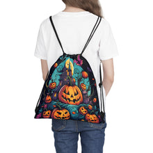 DistinctInk Drawstring Bag / Backpack with Trick or Treat Parade Design for Halloween