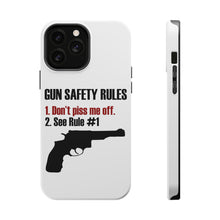 DistinctInk ToughCase for Apple iPhone, Compatible with MagSafe Charging - Gun Safety Rules, Don't Piss Me Off