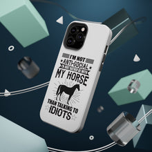 DistinctInk ToughCase for Apple iPhone, Compatible with MagSafe Charging - Not Anti Social - Rather Be With My Horse