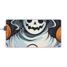 DistinctInk LED Gaming Mouse Pad with Spooky Skeletal Pumpkin Patch Design for Halloween