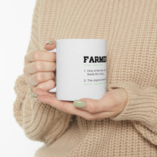 DistinctInk Glossy White Coffee / Tea Mug - Farmer Definition - Few Who Feeds Many