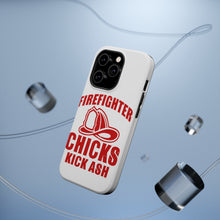 DistinctInk ToughCase for Apple iPhone, Compatible with MagSafe Charging - Firefighter Chicks Kick ASH
