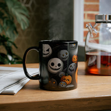 DistinctInk Black Coffee Mug - Haunted Harvest Time for Halloween