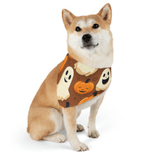 DistinctInk Adjustable Pet Banana Collar with "Boo-ttifull Skeleton Cartoon Pattern Pumpkin" Design for Halloween