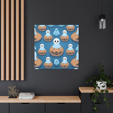 DistinctInk Canvas Wall Art with Ghost Skeleton Pumpkin Pattern for Halloween