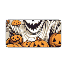 DistinctInk Desk Mat with Ghostly Skeleton and Pumpkins Design for Halloween