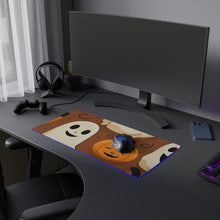 DistinctInk LED Gaming Mouse Pad with "Boo-ttifull Skeleton Cartoon Pattern Pumpkin" Design for Halloween