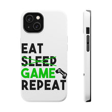 DistinctInk ToughCase for Apple iPhone, Compatible with MagSafe Charging - Eat Game Repeat - Video Games Gamer