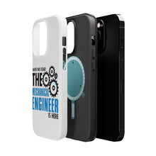 DistinctInk ToughCase for Apple iPhone, Compatible with MagSafe Charging - No Fear Mechanical Engineer is Here
