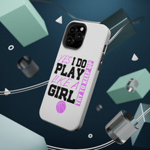 DistinctInk ToughCase for Apple iPhone, Compatible with MagSafe Charging - Volleyball Yes I Do Play Like a Girl