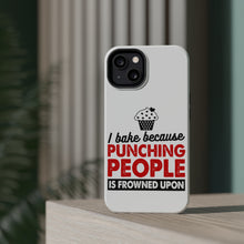 DistinctInk ToughCase for Apple iPhone, Compatible with MagSafe Charging - I Bake Because Punching People is Frowned Upon