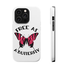 DistinctInk ToughCase for Apple iPhone, Compatible with MagSafe Charging - Free as a Butterfly - Pink
