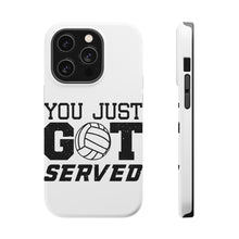 DistinctInk ToughCase for Apple iPhone, Compatible with MagSafe Charging - You Just Got Served Volleyball