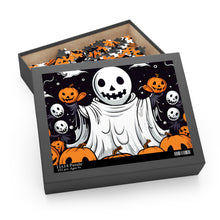 DistinctInk Jigsaw Puzzle with Ghost Skeleton Pumpkins Design for Halloween