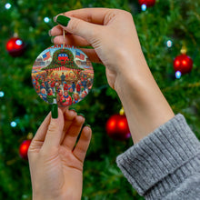 DistinctInk Hanging Ceramic Christmas Tree Ornament Charm with Gold String - Great Gift/Present - 2 3/4 inch Diameter - Republican Winter Market