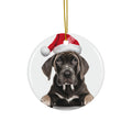 Hanging Ceramic Christmas Tree Ornament with Gold String - Great Dane Puppy Design