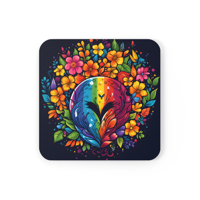 DistinctInk (Set of 4) Corkwood Coasters with A World of Possibilities Design for LGBTQ+ Pride