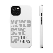 DistinctInk ToughCase for Apple iPhone, Compatible with MagSafe Charging - Never Give Up The Guns