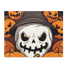 DistinctInk Jigsaw Puzzle with Spooky Skeleton Pumpkin Patch Design for Halloween