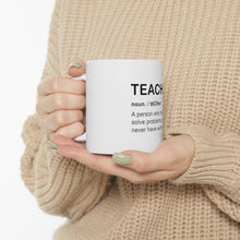 DistinctInk Glossy White Coffee / Tea Mug - Teacher Definition Solves Problems