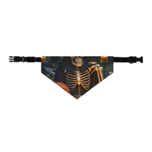 DistinctInk Adjustable Pet Banana Collar with Skellington's Spooky Soiree Design for Halloween