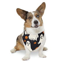 DistinctInk Adjustable Pet Banana Collar with Ghost Skeleton Pumpkin Cartoon Design for Halloween