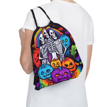 DistinctInk Drawstring Bag Backpack with Exploring Inner Knowledge Design for Halloween  LGBTQ+ Pride