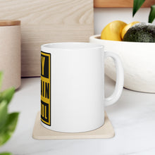 DistinctInk Glossy White Coffee / Tea Mug - May Contain Alcohol Warning Sign