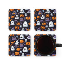 DistinctInk (Set of 4) Corkwood Coasters with Spooky Bat-o-lanternsDesign for Halloween