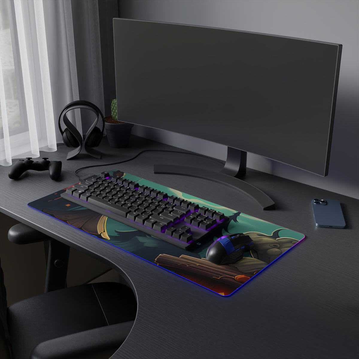 LED Gaming Mouse Pad with Trick or Treat Fun Design for Halloween, view 15