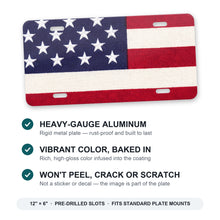 Classic American Flag aluminum front license plate