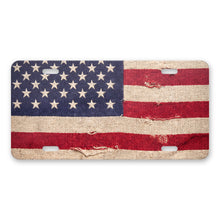 Weathered American Flag aluminum front license plate
