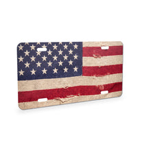 Weathered American Flag aluminum front license plate