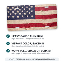 Weathered American Flag aluminum front license plate