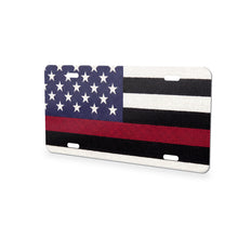 Thin Red Line Flag aluminum front license plate