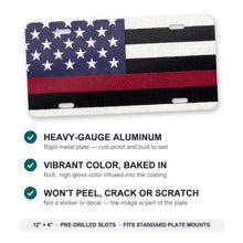 Thin Red Line Flag aluminum front license plate