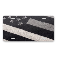 Black & White American Flag aluminum front license plate