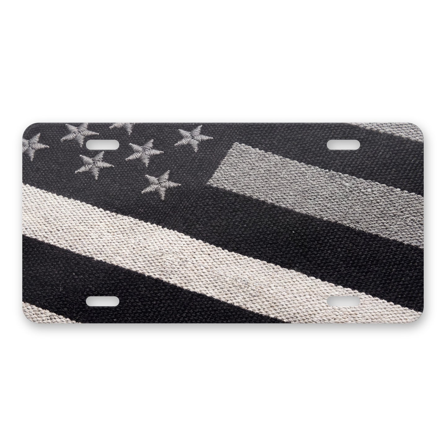 Black & White American Flag aluminum front license plate