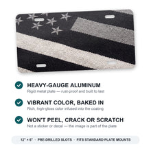 Black & White American Flag aluminum front license plate