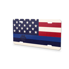 Blue Line K9 Paw Flag aluminum front license plate