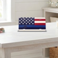 Blue Line K9 Paw Flag aluminum front license plate