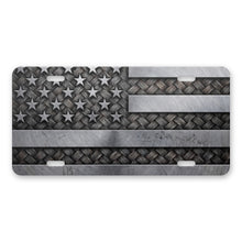 Rustic Steel American Flag aluminum front license plate