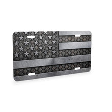 Rustic Steel American Flag aluminum front license plate